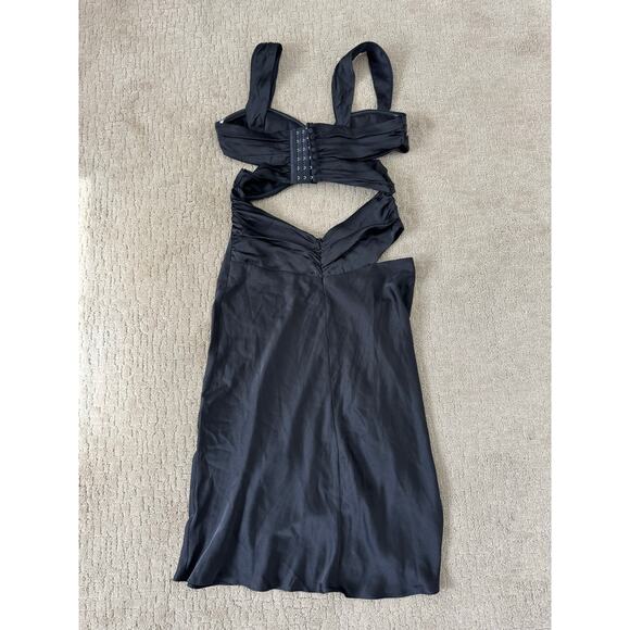 Danielle Guizio Twist Cut Out Bandage Wrap Liquid Mini Dress Black Small - Picture 3 of 5